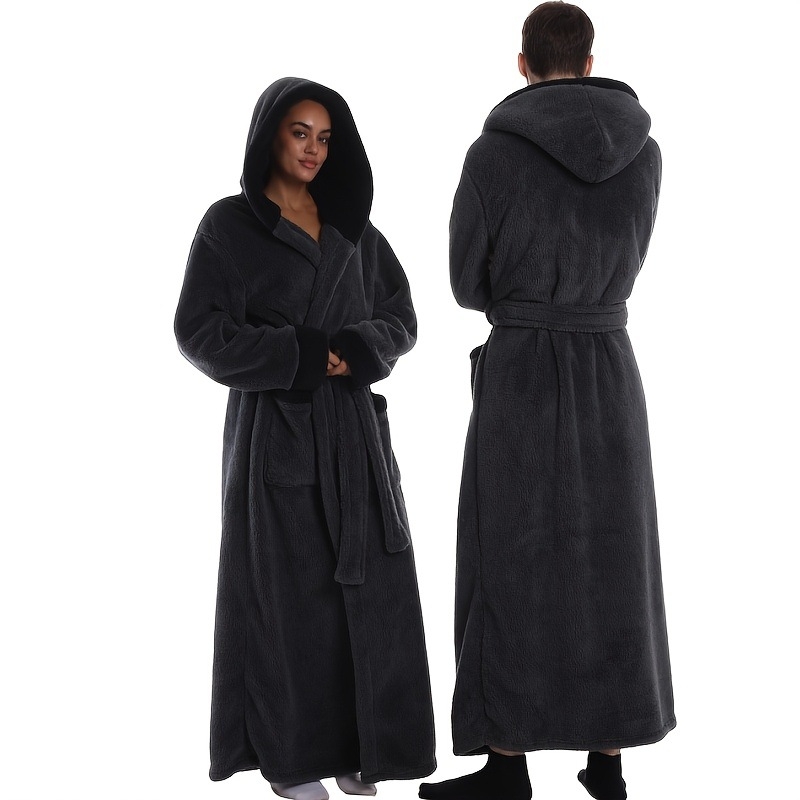 Kapucňový župan do kúpeľne s flísovou podšívkou, 100% polyester, hmotnosť 280, unisex, súčasný štýl.