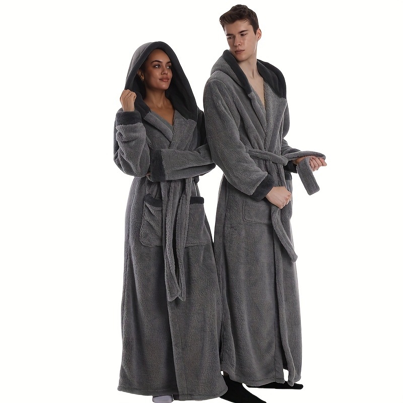 Kapucňový župan do kúpeľne s flísovou podšívkou, 100% polyester, hmotnosť 280, unisex, súčasný štýl.
