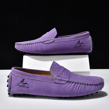 Unisex slip-on loafers, ručne šité, PU vrchná časť, gumová podrážka, jarný casual