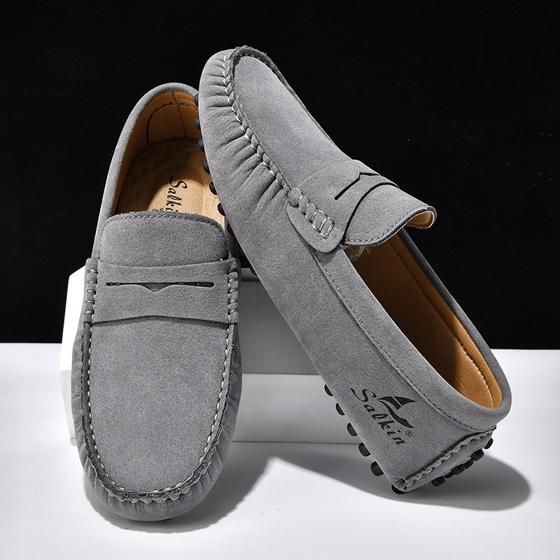 Unisex slip-on loafers, ručne šité, PU vrchná časť, gumová podrážka, jarný casual