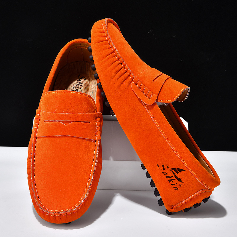 Unisex slip-on loafers, ručne šité, PU vrchná časť, gumová podrážka, jarný casual