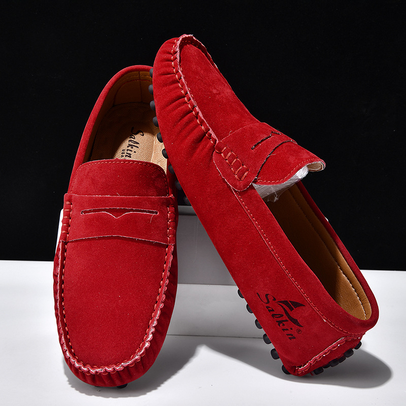 Unisex slip-on loafers, ručne šité, PU vrchná časť, gumová podrážka, jarný casual