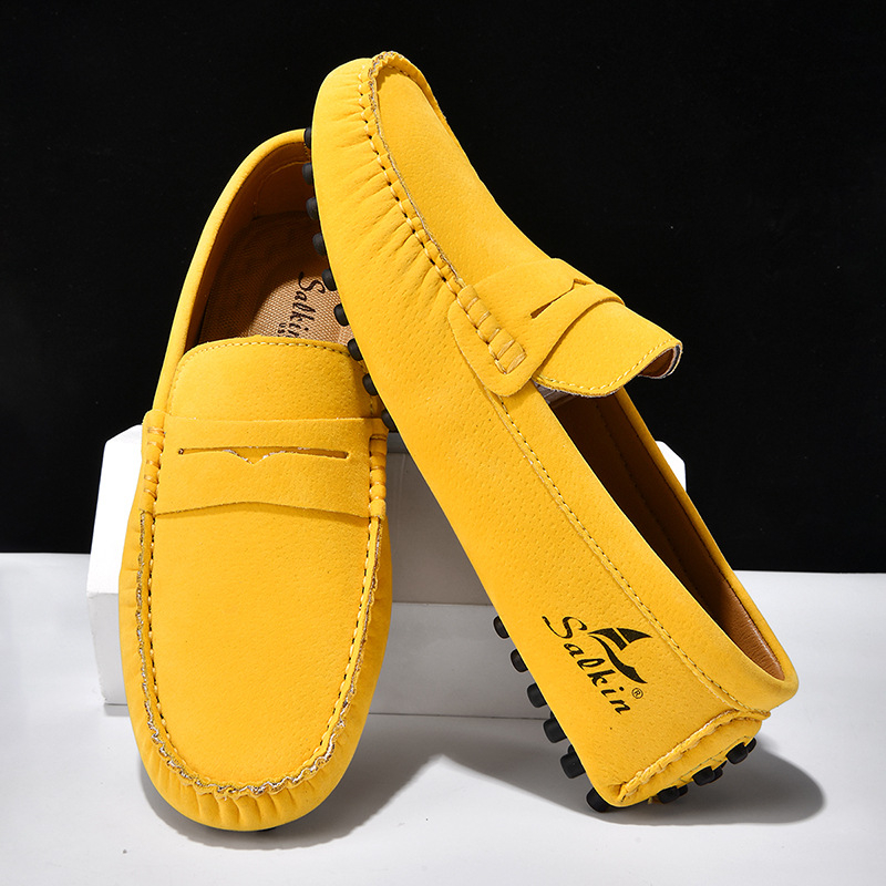 Unisex slip-on loafers, ručne šité, PU vrchná časť, gumová podrážka, jarný casual