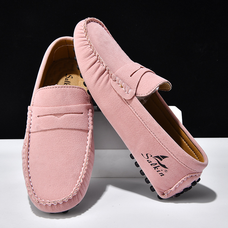 Unisex slip-on loafers, ručne šité, PU vrchná časť, gumová podrážka, jarný casual