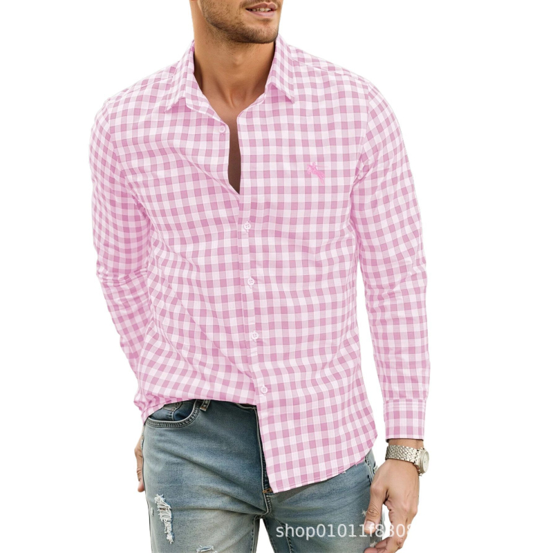 Férfi 3D digitális nyomatú ing, megfordított gallérral, hosszú ujjú, laza szabású, lélegző poliészter