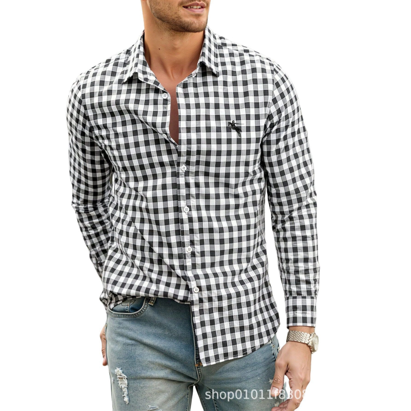 Férfi 3D digitális nyomatú ing, megfordított gallérral, hosszú ujjú, laza szabású, lélegző poliészter