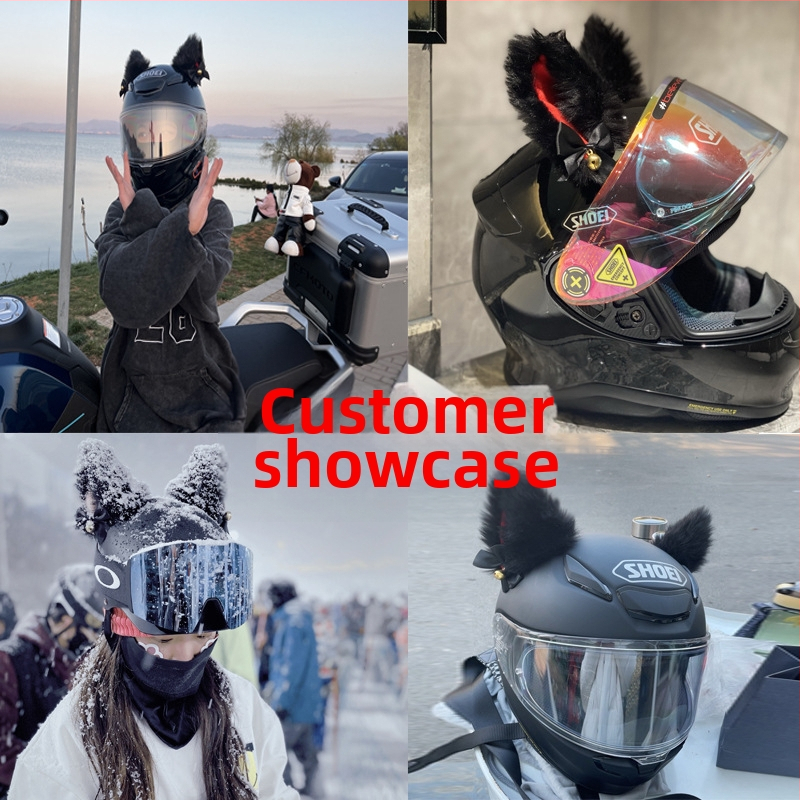 NYQD ABS ķivere dekors ar kaķu ausīm elektriskajam motociklam, 3C sertifikāts