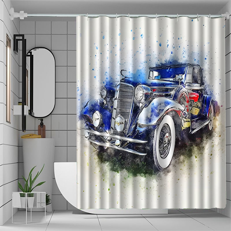 Sprchová záves, 3D digitálny potlač, polyester, moderný minimalistický štýl, logo na potlač, bez značky