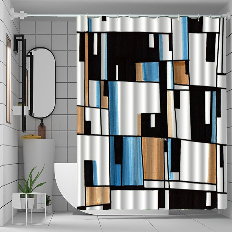 Sprchová záves, 3D digitálny potlač, polyester, moderný minimalistický štýl, logo na potlač, bez značky