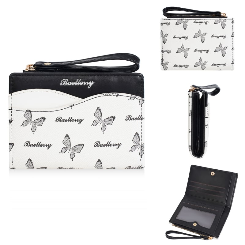 PU кожена дамска портфейл с монетник, множество отделения за карти, INS стил, животински принт, подплата от полиестер, лятно издание 2025 г.