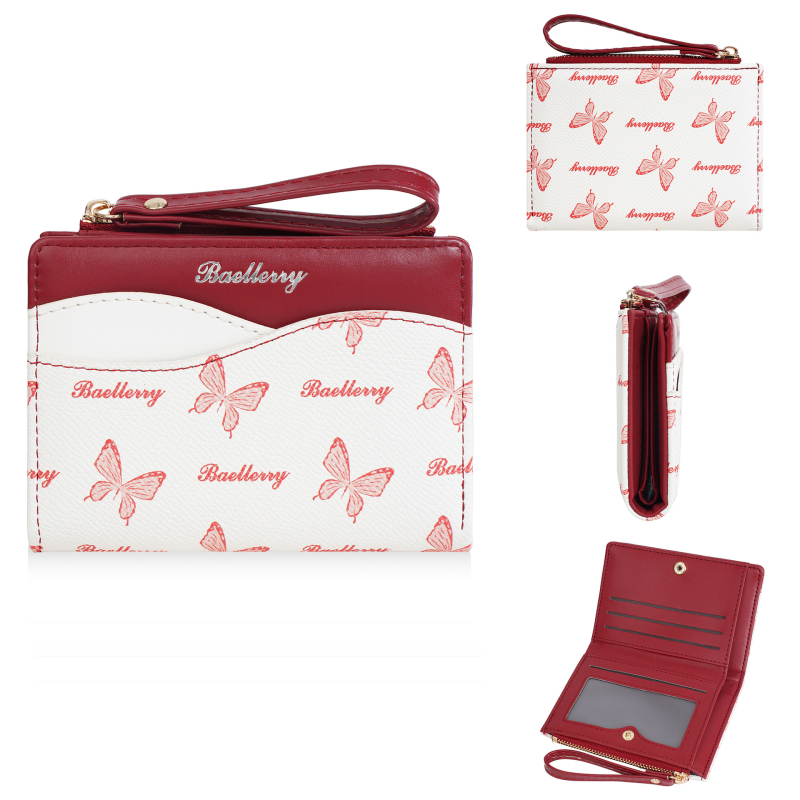 PU кожена дамска портфейл с монетник, множество отделения за карти, INS стил, животински принт, подплата от полиестер, лятно издание 2025 г.