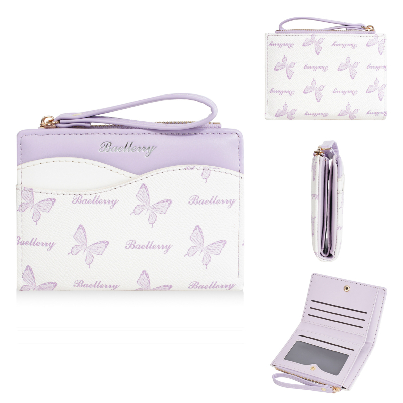 PU кожена дамска портфейл с монетник, множество отделения за карти, INS стил, животински принт, подплата от полиестер, лятно издание 2025 г.