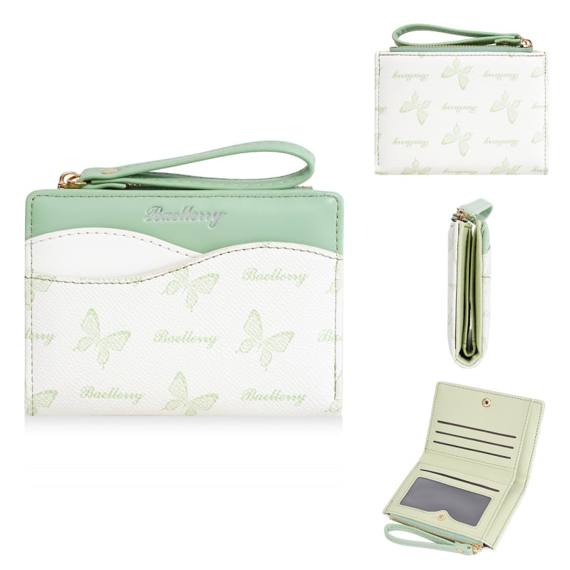 PU кожена дамска портфейл с монетник, множество отделения за карти, INS стил, животински принт, подплата от полиестер, лятно издание 2025 г.