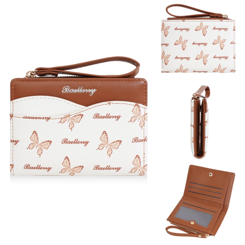 PU кожена дамска портфейл с монетник, множество отделения за карти, INS стил, животински принт, подплата от полиестер, лятно издание 2025 г.