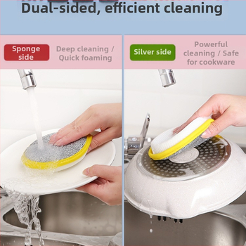 Μπλοκ σφουγγαριού για πλύσιμο πιάτων – Διπλής όψεως σφουγγάρι καθαρισμού, αποξεστικό πανάκι από βαμβάκι για κατσαρόλες и μπολ