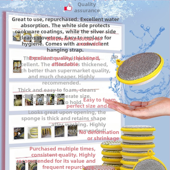 Μπλοκ σφουγγαριού για πλύσιμο πιάτων – Διπλής όψεως σφουγγάρι καθαρισμού, αποξεστικό πανάκι από βαμβάκι για κατσαρόλες и μπολ