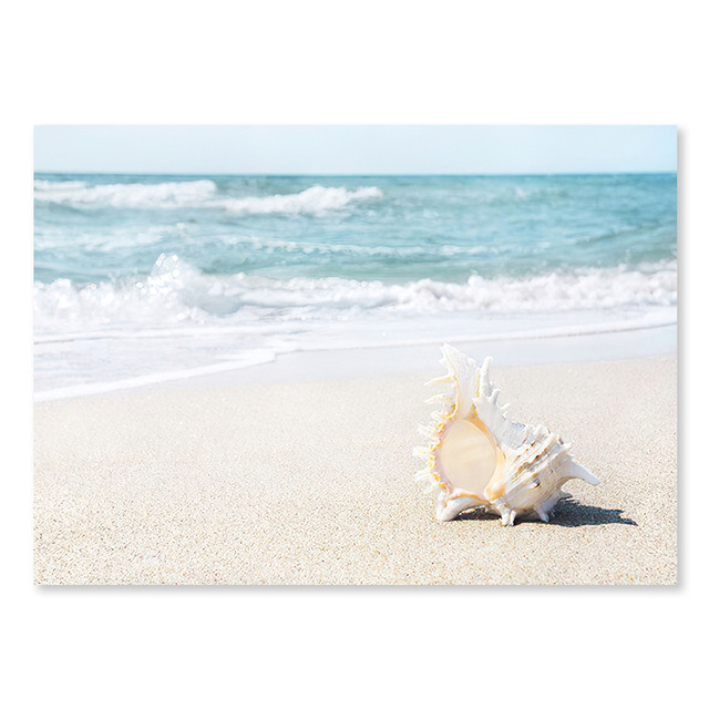 Bez rámu plátenný obraz na stenu so scenériou mora s palmovými listami; striekaná maľba, moderný minimalistický štýl, obdĺžnikový tvar, do obývačky/spálne/kúpeľne