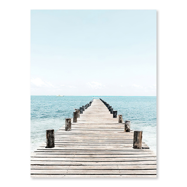 Bez rámu plátenný obraz na stenu so scenériou mora s palmovými listami; striekaná maľba, moderný minimalistický štýl, obdĺžnikový tvar, do obývačky/spálne/kúpeľne