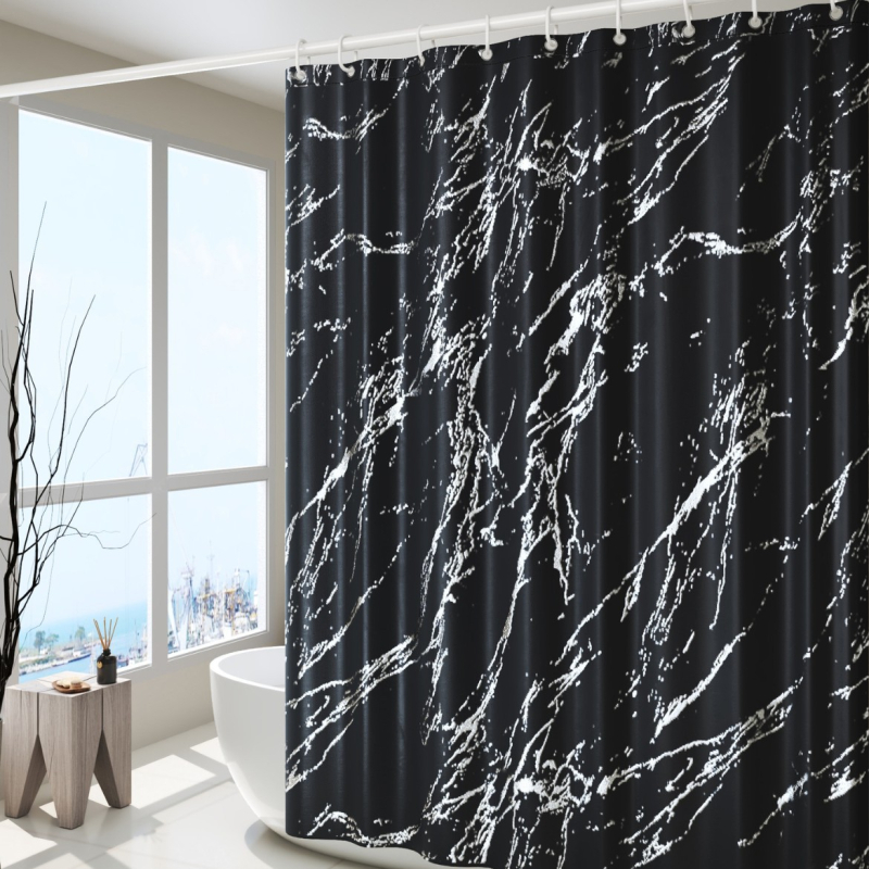 Polyesterový sprchový záves s mramorovým vzorom a nepravidelnou textúrou, vodotesný, možnosť prispôsobenia vzoru