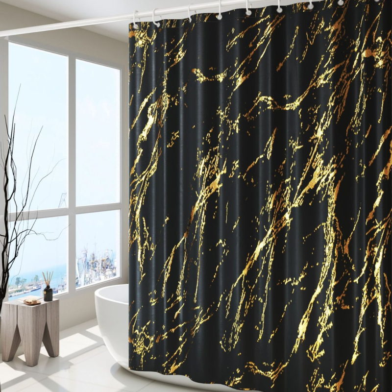 Polyesterový sprchový záves s mramorovým vzorom a nepravidelnou textúrou, vodotesný, možnosť prispôsobenia vzoru