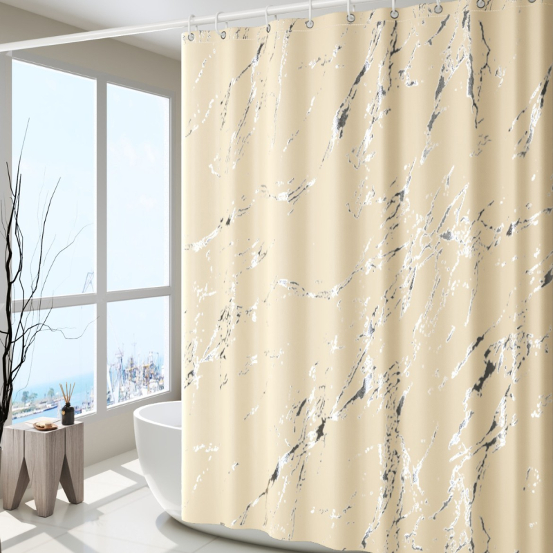 Polyesterový sprchový záves s mramorovým vzorom a nepravidelnou textúrou, vodotesný, možnosť prispôsobenia vzoru