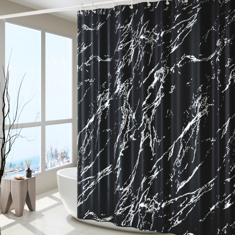 Polyesterový sprchový záves s mramorovým vzorom a nepravidelnou textúrou, vodotesný, možnosť prispôsobenia vzoru