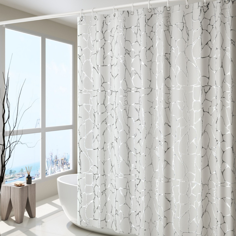 Polyesterový sprchový záves s mramorovým vzorom a nepravidelnou textúrou, vodotesný, možnosť prispôsobenia vzoru