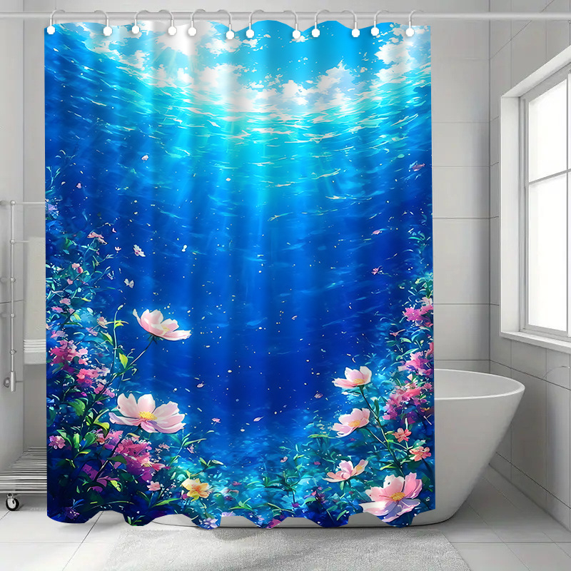 Sprchový záves, polyester, moderný minimalistický štýl, montáž bez vŕtania, jednoduchý vzor