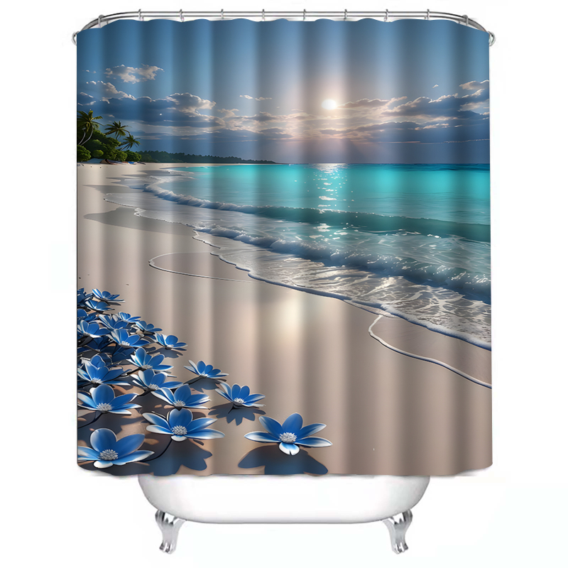 Sprchový záves, polyester, moderný minimalistický štýl, montáž bez vŕtania, jednoduchý vzor