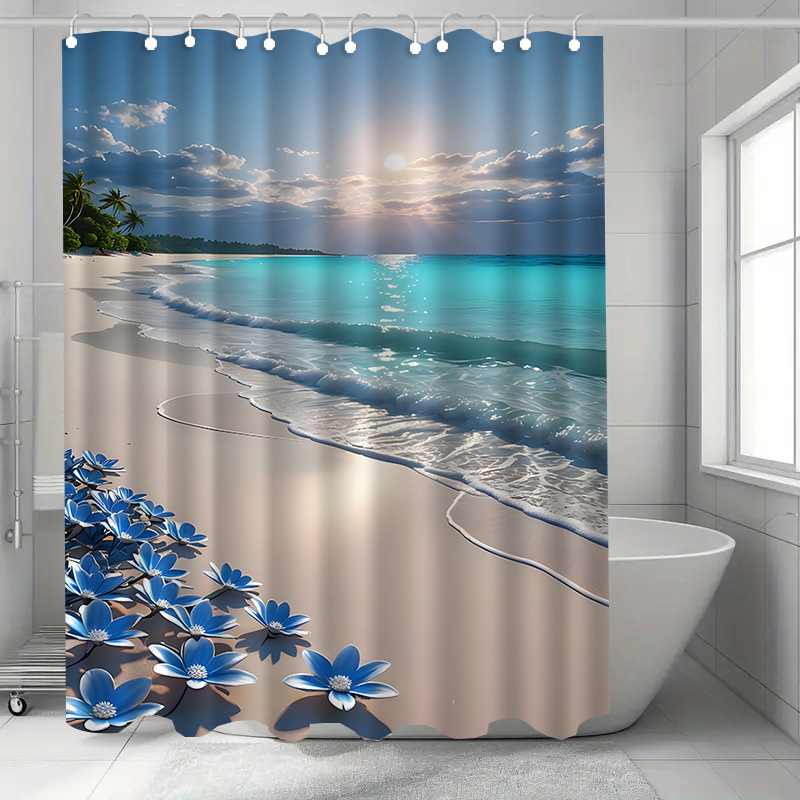 Sprchový záves, polyester, moderný minimalistický štýl, montáž bez vŕtania, jednoduchý vzor