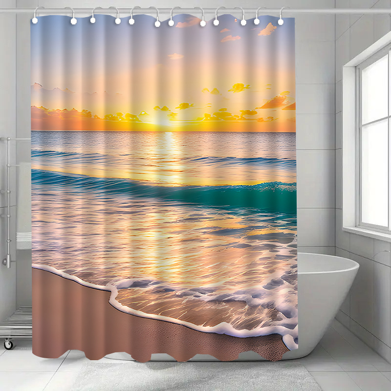 Sprchový záves, polyester, moderný minimalistický štýl, montáž bez vŕtania, jednoduchý vzor