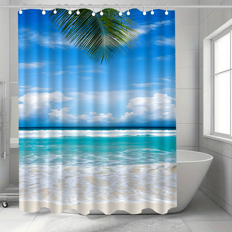 Sprchový záves, polyester, moderný minimalistický štýl, montáž bez vŕtania, jednoduchý vzor