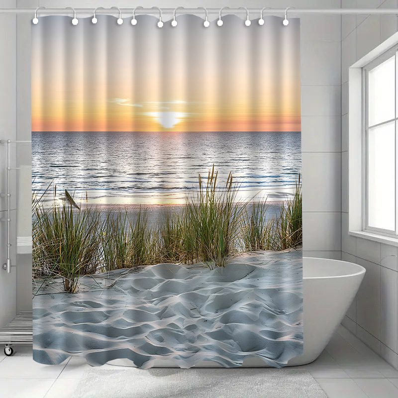 Sprchový záves, polyester, moderný minimalistický štýl, montáž bez vŕtania, jednoduchý vzor