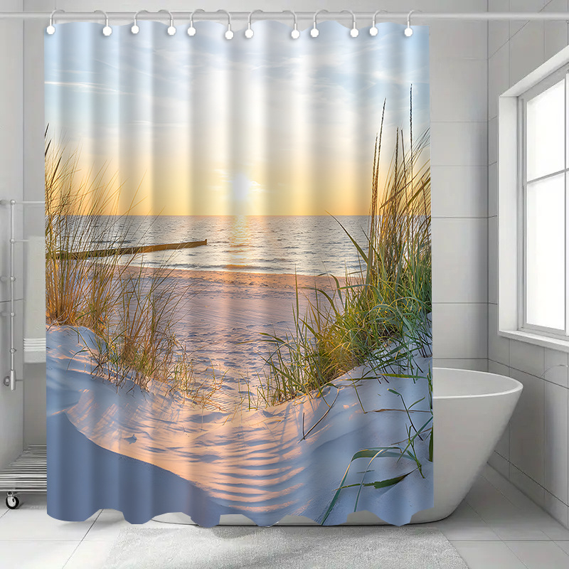 Sprchový záves, polyester, moderný minimalistický štýl, montáž bez vŕtania, jednoduchý vzor