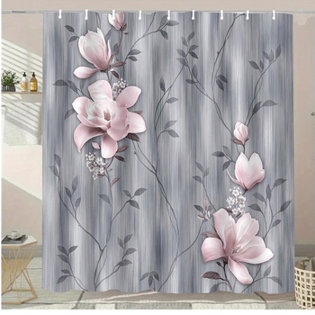 Sada sprchovej závesy – polyester, moderný minimalistický štýl, bez vŕtania, prispôsobenie k dispozícii, potlač loga