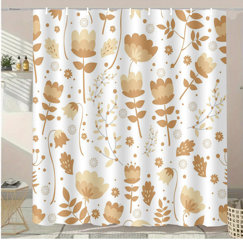 Sada sprchovej závesy – polyester, moderný minimalistický štýl, bez vŕtania, prispôsobenie k dispozícii, potlač loga