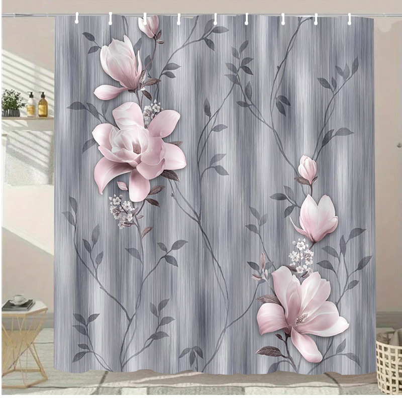 Sada sprchovej závesy – polyester, moderný minimalistický štýl, bez vŕtania, prispôsobenie k dispozícii, potlač loga