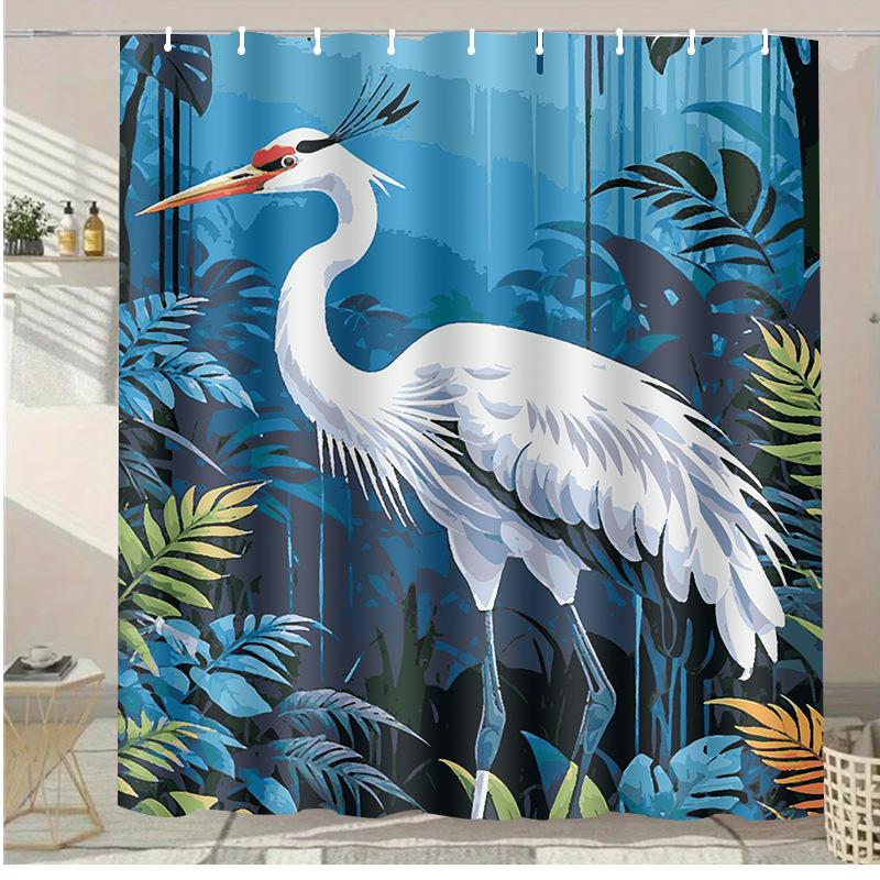 Sada sprchovej závesy – polyester, moderný minimalistický štýl, bez vŕtania, prispôsobenie k dispozícii, potlač loga