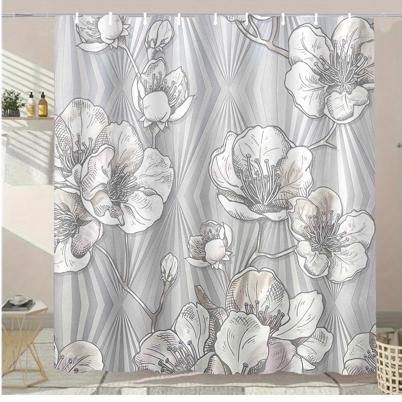 Sada sprchovej závesy – polyester, moderný minimalistický štýl, bez vŕtania, prispôsobenie k dispozícii, potlač loga