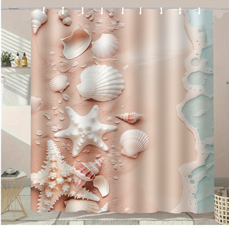 Sada sprchovej závesy – polyester, moderný minimalistický štýl, bez vŕtania, prispôsobenie k dispozícii, potlač loga