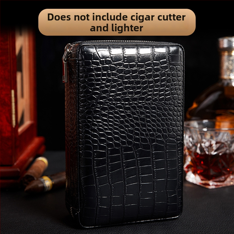 Set Cutie Țigări - Cutie portabilă din lemn de cedru cu recipient de umidificare și tăietor de țigări (Cod: Ltao670182321819; Marca: Other; Stil: Lux accesibil)