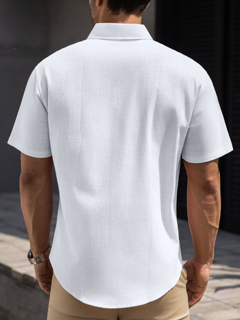 Vyriski trumpom rankoviu marškiniai iš 100% medvilnės su apverčiama apykakle ir kišenėmis – be raukšlių