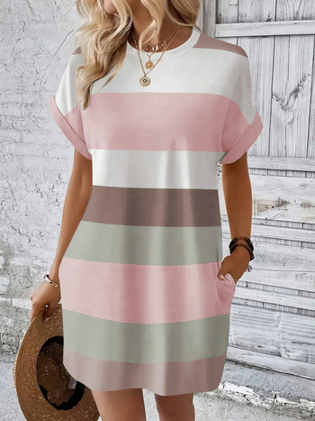 Milk silk anyagú kerek nyakú ruha, A-vonalú midi hossz, rövid Raglan ujjú, digitális nyomtatású minta, nyári casual 2025