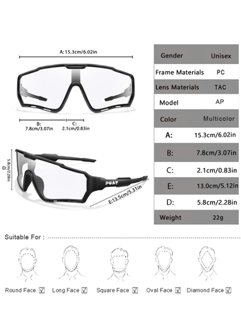Ciklističke naočale s punim okvirom od PC-a, leća koja mijenja boju, unisex