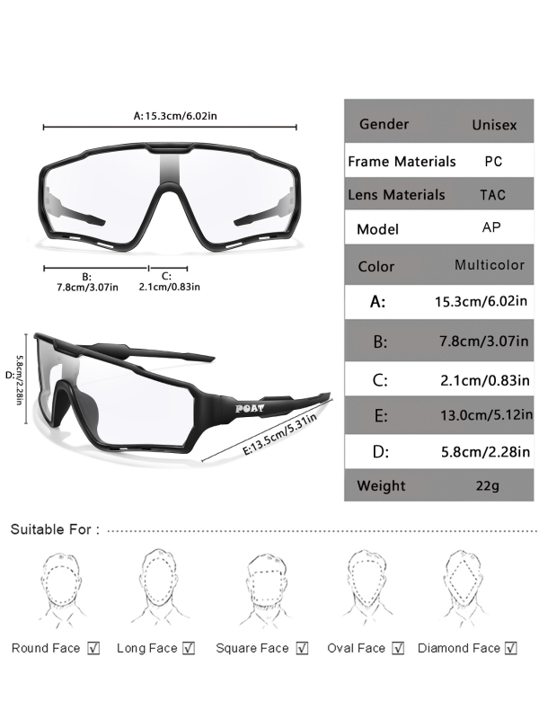 Ciklističke naočale s punim okvirom od PC-a, leća koja mijenja boju, unisex