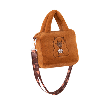 Capybara pliš torba za rame, crossbody stil, kratki pliš, PP pamuk punjenje, OEM logo