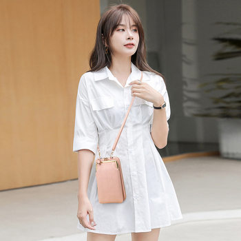 Τσάντα κινητού από PU δέρμα, κάθετης τετράγωνης μορφής, φερμουάρ, εσωτερική θήκη για κέρματα, γυναικείος street style