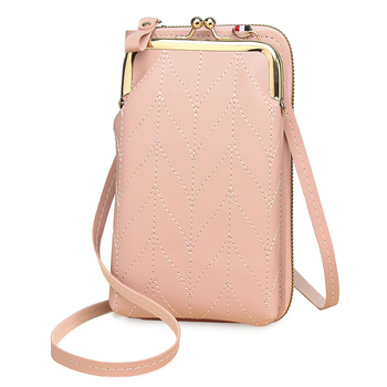 Τσάντα κινητού από PU δέρμα, κάθετης τετράγωνης μορφής, φερμουάρ, εσωτερική θήκη για κέρματα, γυναικείος street style