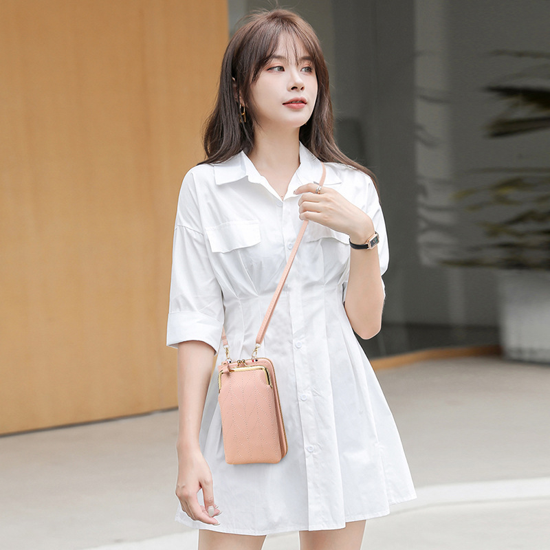 Τσάντα κινητού από PU δέρμα, κάθετης τετράγωνης μορφής, φερμουάρ, εσωτερική θήκη για κέρματα, γυναικείος street style