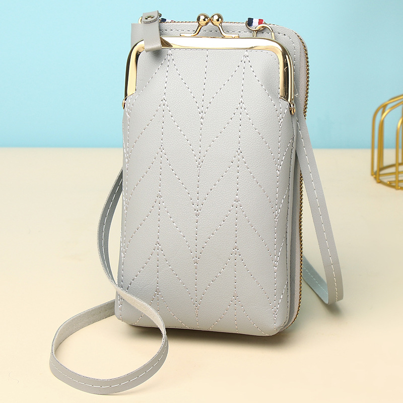 Τσάντα κινητού από PU δέρμα, κάθετης τετράγωνης μορφής, φερμουάρ, εσωτερική θήκη για κέρματα, γυναικείος street style